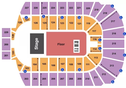 seating chart for Blue Cross Arena - Endstage GA Flr 2 - eventticketscenter.com