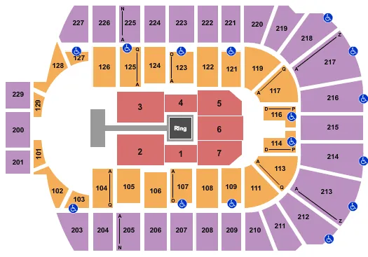 seating chart for Blue Cross Arena - WWE 3 - eventticketscenter.com