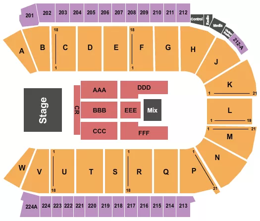 seating chart for Blue Federal Credit Union Arena - Endstage 5 - eventticketscenter.com