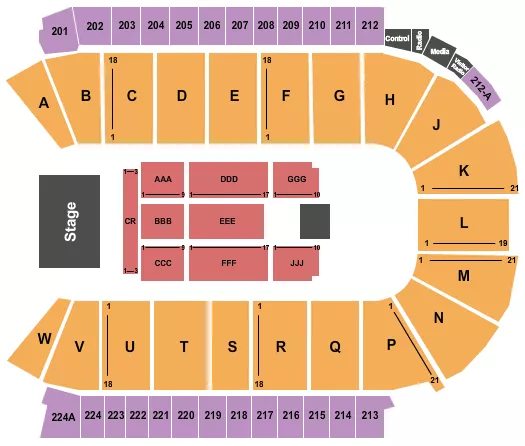 seating chart for Blue Federal Credit Union Arena - Endstage Reserved 2 - eventticketscenter.com