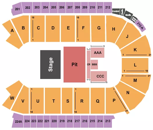 seating chart for Blue Federal Credit Union Arena - Half House GA Pit - eventticketscenter.com
