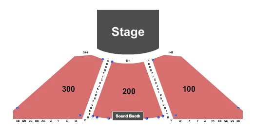 seating chart for Blue Gate Performing Arts Center - Endstage - eventticketscenter.com