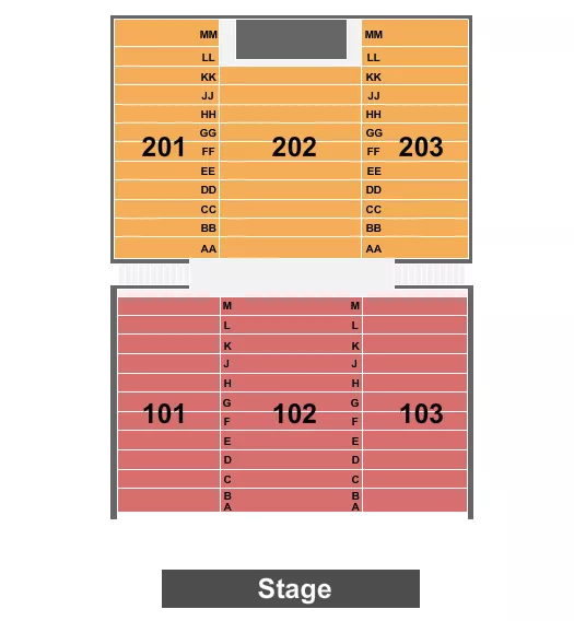 seating chart for Blue Man Theater at ICON Park - Endstage - eventticketscenter.com