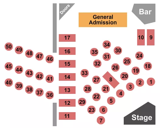 seating chart for Blue Note - Harrison - RSV Tables & GA 2 - eventticketscenter.com