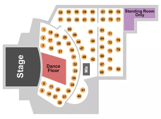 seating chart for Blue Ocean Music Hall - Dance Floor & Tables - eventticketscenter.com