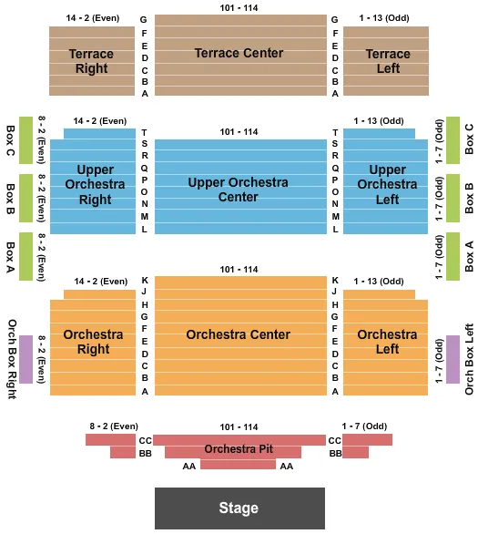 seating chart for Blue Shield of California Theater at Yerba Buena Center for the Arts - Endstage - eventticketscenter.com