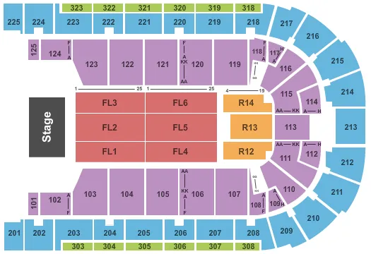 seating chart for Boardwalk Hall Arena - Boardwalk Hall - Endstage with Risers - eventticketscenter.com