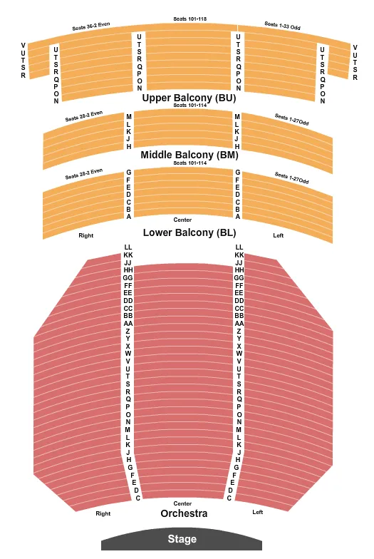 seating chart for Bob Hope Theatre - CA - End Stage - eventticketscenter.com