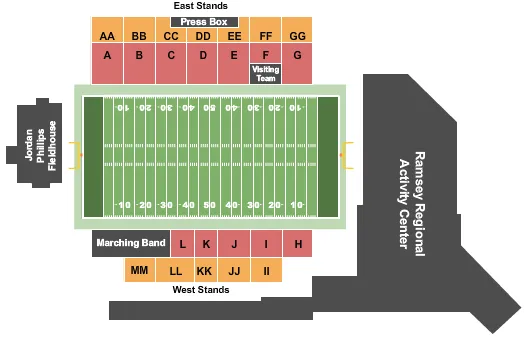 seating chart for Bob Waters Field at E.J. Whitmire Stadium - Football - eventticketscenter.com
