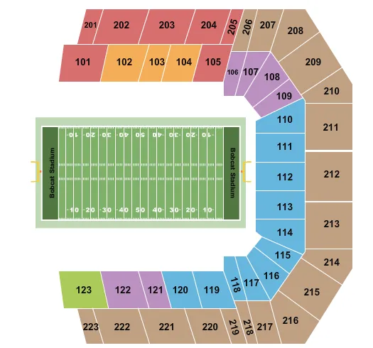 seating chart for Bobcat Stadium - TX - Football - eventticketscenter.com