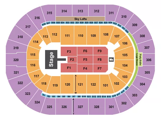 seating chart for BOK Center - Endstage Catwalk 3 - eventticketscenter.com