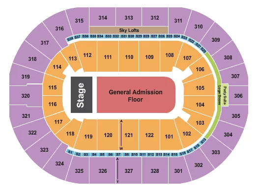 seating chart for BOK Center - End Stage GA - eventticketscenter.com