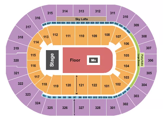 seating chart for BOK Center - Endstage GA Floor 2 - eventticketscenter.com