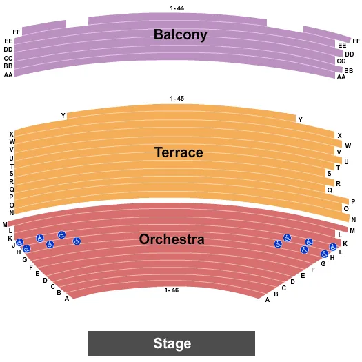 seating chart for Bologna Performing Arts Center - Delta State University - End Stage - eventticketscenter.com