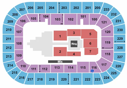 seating chart for Bon Secours Wellness Arena - WWE 2 - eventticketscenter.com