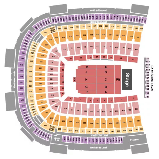 seating chart for Boone Pickens Stadium - Endstage Pit - eventticketscenter.com