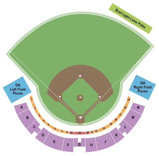 seating chart for Bosse Field - Baseball 2019 - eventticketscenter.com