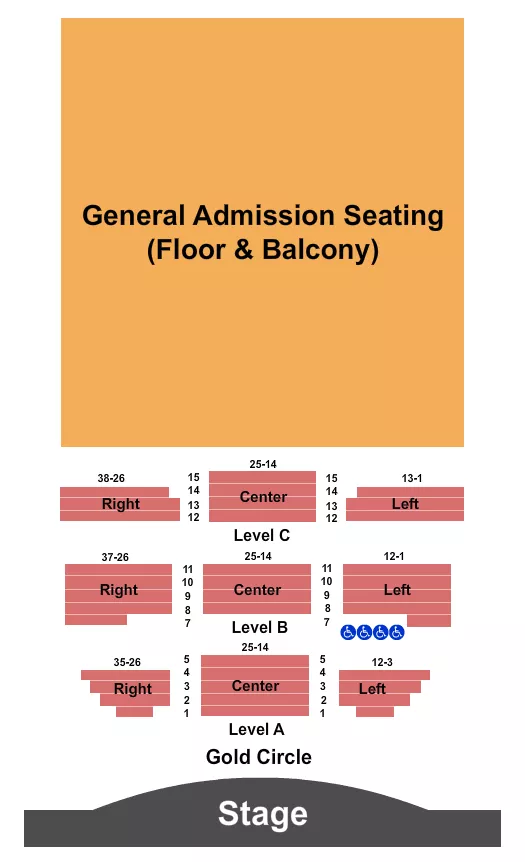 seating chart for Boulder Theater - GA Seated Combined - eventticketscenter.com