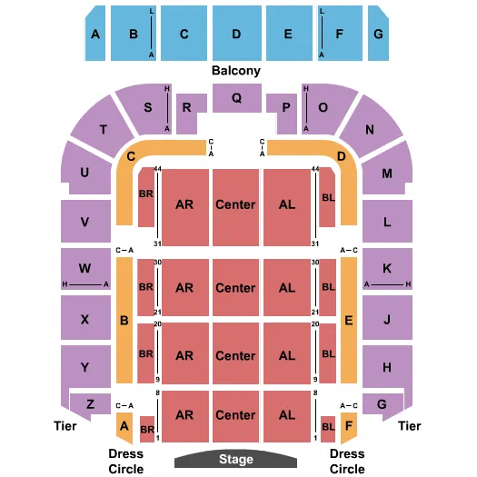 seating chart for Boutwell Auditorium - End Stage - eventticketscenter.com