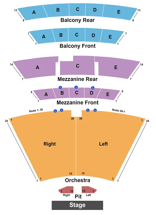 seating chart for Braden Auditorium - End Stage - eventticketscenter.com