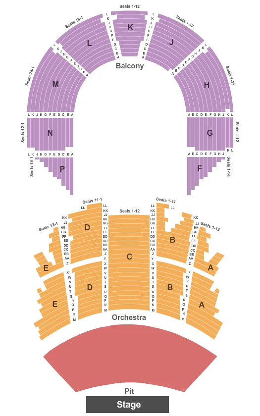 seating chart for Tulsa Theater - End Stage Pit - eventticketscenter.com