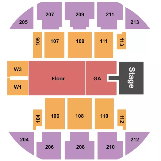 seating chart for Brick Breeden Fieldhouse - Endstage GA & Reserved Floor - eventticketscenter.com