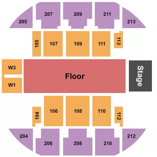 seating chart for Brick Breeden Fieldhouse - Endstage Reserved Floor - eventticketscenter.com
