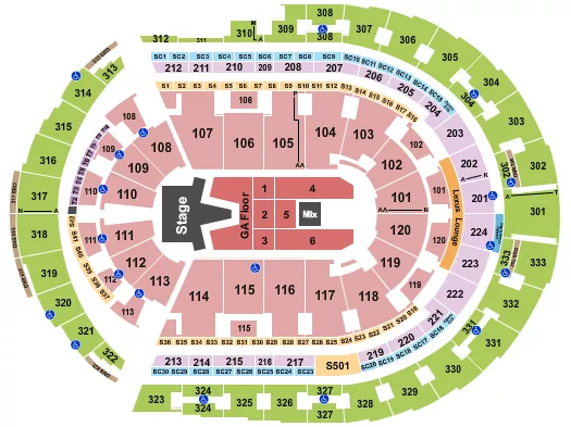 seating chart for Bridgestone Arena - AJR - eventticketscenter.com