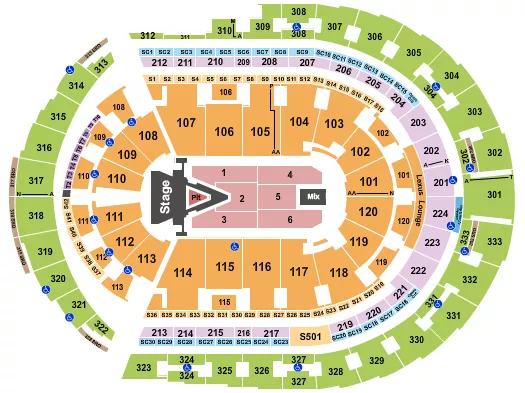 seating chart for Bridgestone Arena - Aerosmith - eventticketscenter.com