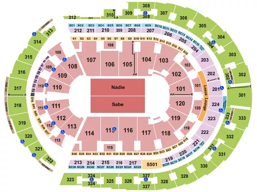 seating chart for Bridgestone Arena - Bad Bunny - eventticketscenter.com