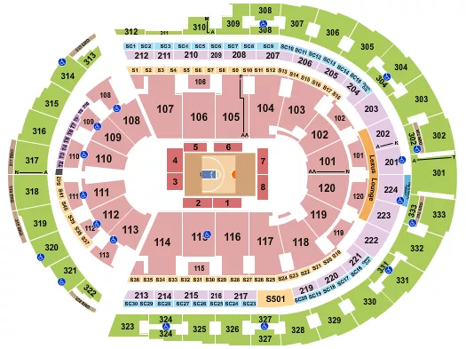 seating chart for Bridgestone Arena - Basketball - Big3 - eventticketscenter.com