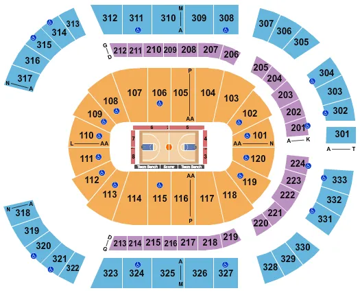 seating chart for Bridgestone Arena - Basketball - Globetrotters - eventticketscenter.com