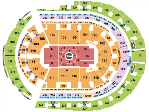 seating chart for Bridgestone Arena - Center Stage - eventticketscenter.com