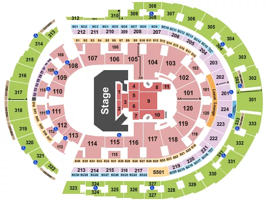 seating chart for Bridgestone Arena - CMA Awards - eventticketscenter.com