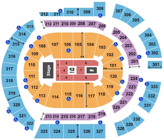 seating chart for Bridgestone Arena - Cyndi Lauper - eventticketscenter.com
