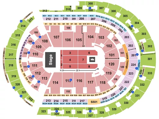 seating chart for Bridgestone Arena - Endstage 2 - eventticketscenter.com