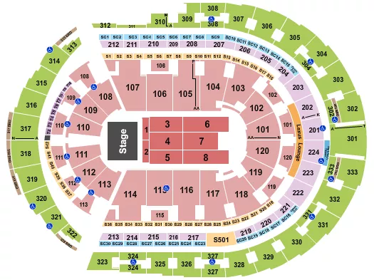 seating chart for Bridgestone Arena - Endstage 3a - eventticketscenter.com