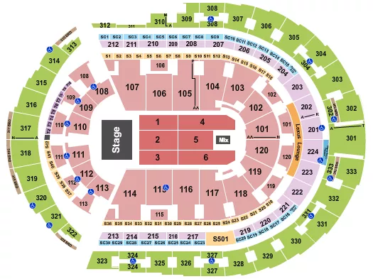 seating chart for Bridgestone Arena - Endstage 5 - eventticketscenter.com