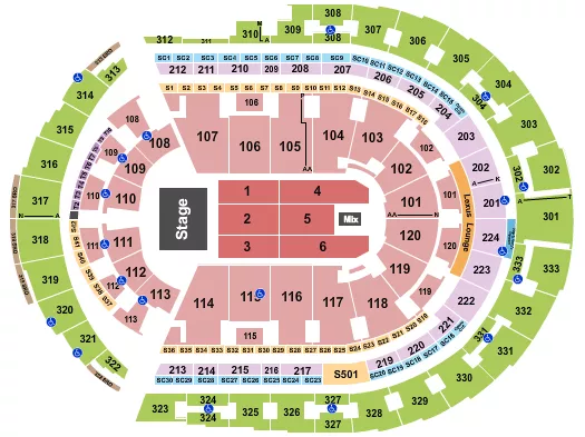 seating chart for Bridgestone Arena - Endstage 5 - eventticketscenter.com