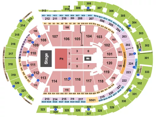 seating chart for Bridgestone Arena - Endstage GA Pit 2 - eventticketscenter.com