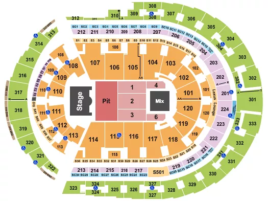 seating chart for Bridgestone Arena - Endstage GA Pit 4 - eventticketscenter.com