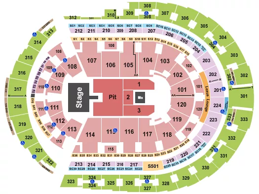 seating chart for Bridgestone Arena - Endstage GA Pit w/ Catwalk 2 - eventticketscenter.com