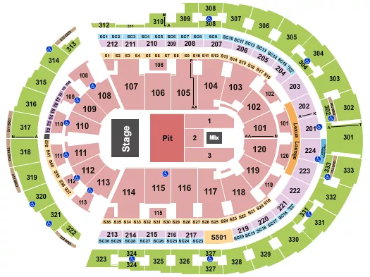 seating chart for Bridgestone Arena - Endstage Pit 2 - eventticketscenter.com