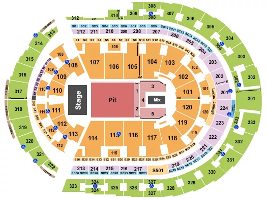 seating chart for Bridgestone Arena - Endstage Pit 5 - eventticketscenter.com