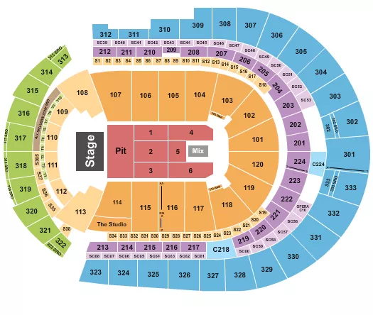 seating chart for Bridgestone Arena - Endstage 6 - eventticketscenter.com