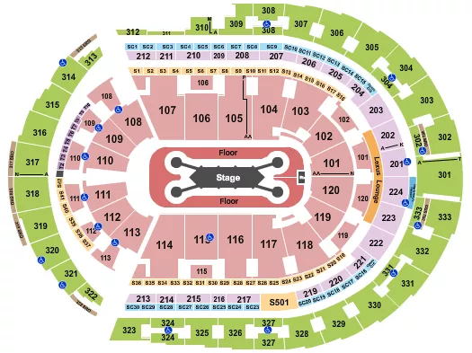 seating chart for Bridgestone Arena - Feid - eventticketscenter.com
