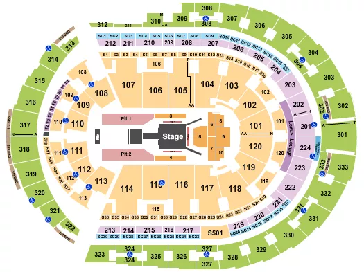 seating chart for Bridgestone Arena - Fuerza Regida - eventticketscenter.com