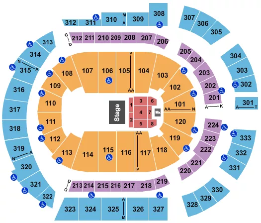 seating chart for Bridgestone Arena - Half House - eventticketscenter.com