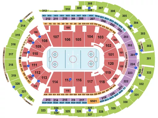 seating chart for Bridgestone Arena - Hockey Rows - eventticketscenter.com