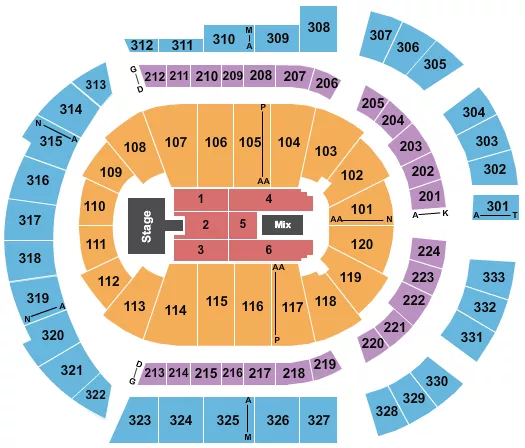 seating chart for Bridgestone Arena - Hootie The Blowfish - eventticketscenter.com